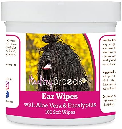 Healthy Breeds Bergamasco Ear Cleaning Wipes with Aloe & Eucalyptus for Dogs 100 Count by HealthyBreeds