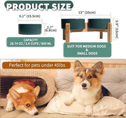 Elevated Ceramic Dog Bowl, 3.6 Cups Dog Food and Water Bowl Set with Stand - Image 2