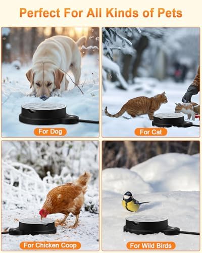 Heated Water Bowl for Dog & Cat, 3 Temperature Settings & 12H Timer, Outdoor Heated Pet Bowl with BPA-Free and 50oz Removable Stainless Steel Bowl, Anti-Chew Cord, for Chickens, Ducks, Birds - Image 6