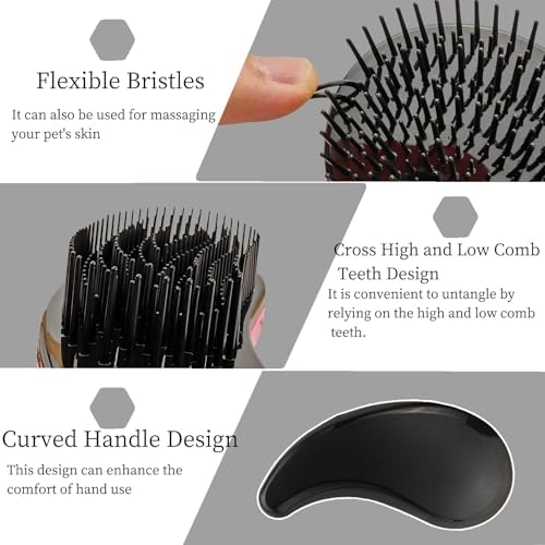 Comma-Shaped Small Dog Brush, Puppy Essentials (Black) - Image 4