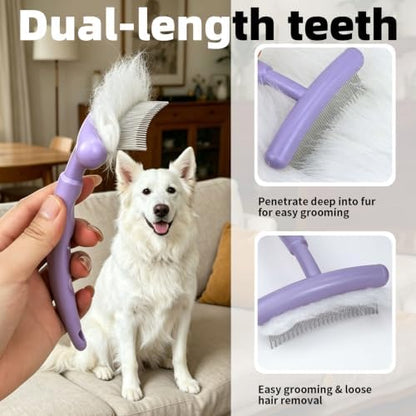 Stainless Steel Pet Dematting Deshedding Brush,Pet Grooming Tool(Blue) - Image 4