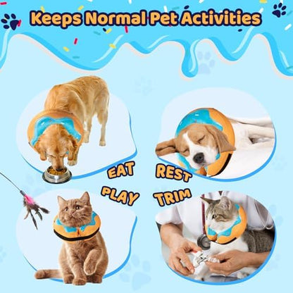 Grand Line Donut Inflatable Collar for Dogs and Cats, Soft Recovery Dog Cone After Surgery, Protective Pet Neck Cone for Small, Medium, Large Dogs, Not Block Vision (Blue, L) - Image 3