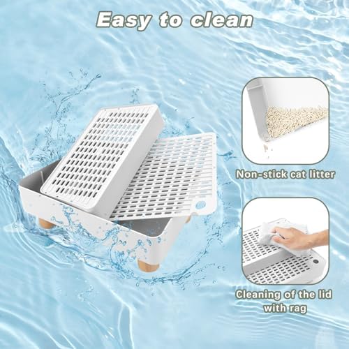 Adjustable Cat Ramp for Litter Box, 2-Step Litter Trapper, White - Image 6