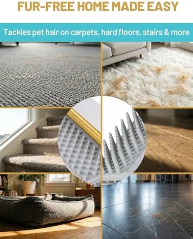 DELOMO Carpet Rake for Pet Hair Removal, Dual-Sided Rug Rake Scraper Broom - Image 6
