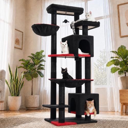69" Gothic Cat Tree for Indoor Cats Large Adult, Multi-Level Cat Tower by UYMI