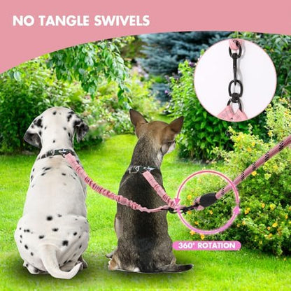 BAOBOTE Pet Double Dog Leash, Shock Absorbing Reflective Bungee Lead - Image 2