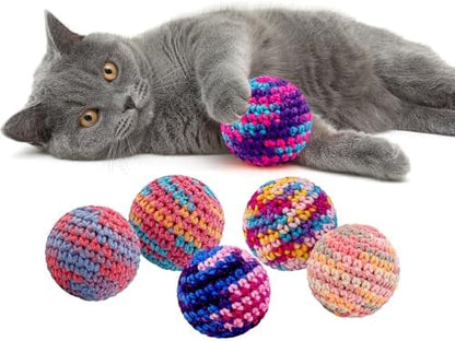 Cats Ball Toy with Bell Inside, 6Pcs Colorfull Hand-Made Knitted Yarn Woolen Cat Toys Jingle Bell Balls, Kitten Indoor Interactive Toys for Hunting/Kicking/Chasing - Image 6