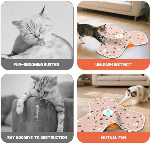 ‌‌Interactive Cat Toys for Indoor Cats‌ Adult‌ with Feather Tail Switchable Mouse Sounds, ‌Kitten Enrichment Toys‌ for Hunting Self Play, Automatic Rechargeable Quiet Game to Bored (Pink) - Image 5