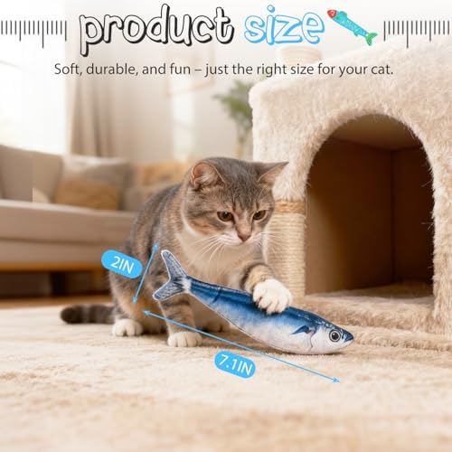 Cat Toys Flopping Fish 3 Pack Rechargeable Interactive for Indoor Exercise - Image 4