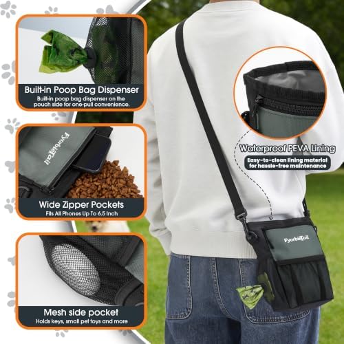 Dog Treat Pouch, 4 Cup Training Bag, Magnetic Closure, 3 Way Wear, Gray - Image 6