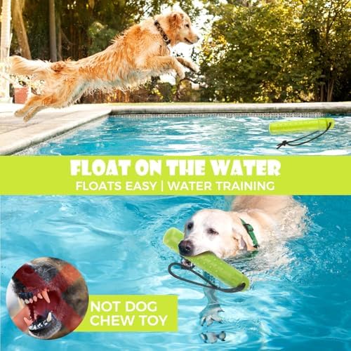 BINGPET Dog Float Bumper Toy 2 Pack,9.3 Inch Detachable Treat Dispensing Puzzle Toys,Training Dummy Retrieving Bumpers Summer Pool Toy Tug Game,Interactive Toys for Medium Large Dogs(Red & Green) - Image 2