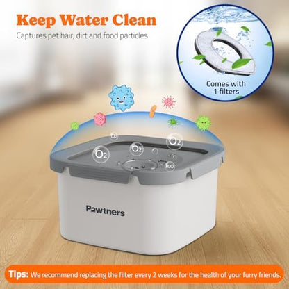 Pawtners Stainless Steel Dog Water Bowl No Spill, 152oz/4.5L, White - Image 7