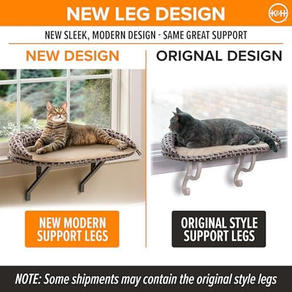 K&H Cat Window Perch, Deluxe Bolster Kitty Sill, 24x14in, Tan/Kitty Print - Image 4
