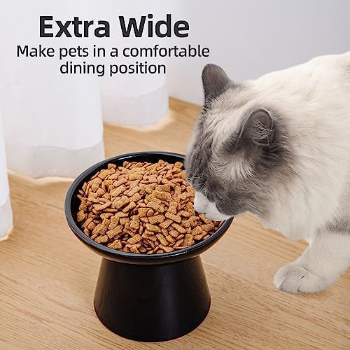 Ceramic Elevated Cat Food Bowls,6.2" Wide,1-Pack,Black - Image 3