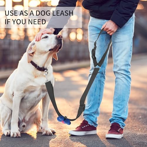 YAOHDAO Dog Seat Belt Harness for Car, Restraint Adjustable with Elastic Bungee Buffer Headrest for Vehicle, 360 Degree Swivel Nylon Pet Safety Seat Belts Car Harness (Black with Flowers) - Image 5