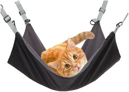 Waterproof Cat Hammock Bed with Fleece Reversible Warm Pet Sleeping Mat Black for Indoor Outdoor Cats