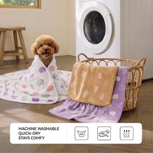 LINENLUX Dog Blankets 3-Pack, Super Soft Fluffy Fleece Pet Throw Warm - Image 4