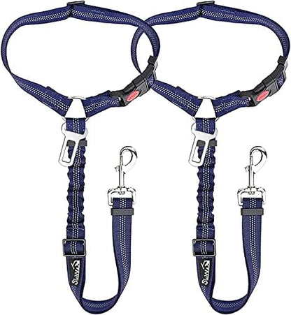 SlowTon Dog Seat Belt for Car, 2 Pack Dog Car Harness Seatbelt with Bungee by SlowTon