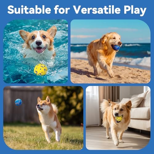 Indestructible Dog Ball Toy, Durable Dog Tennis Balls for Aggressive Chewers, High Bounce & Floating Balls for Dogs, Jolly Ball for Fetch in Yard, Beach & Pool(4 Pack) - Image 6