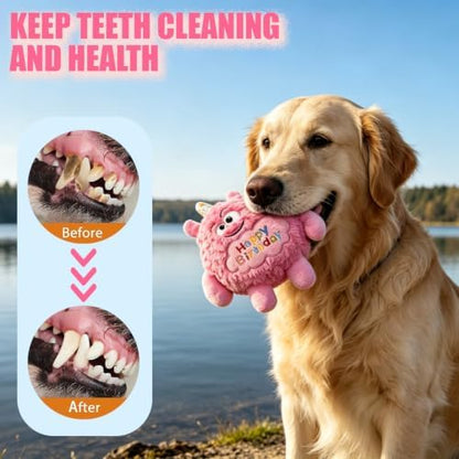 Monster Dog Birthday Toy for Gifts, Stuffed Dog Plush Toy, Pink - Image 7