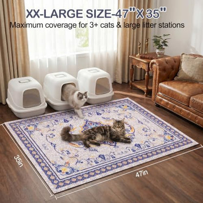 Glittme Cat Litter Mat, 47"x35" Non-Slip Washable Trapping Mat for Cats - Image 6