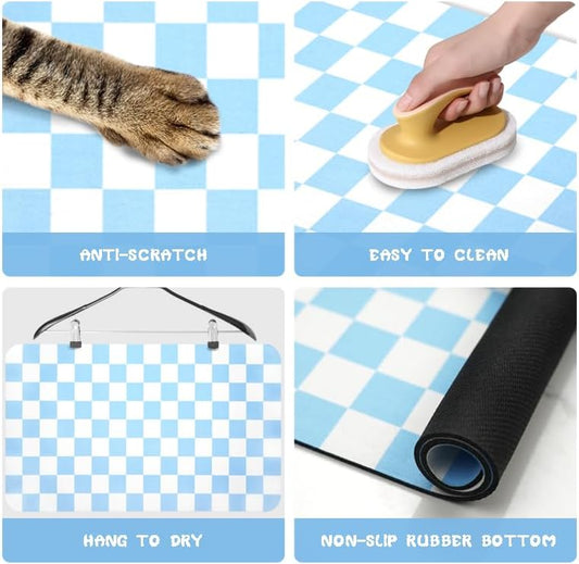 Dog Food Mats for Floors Waterproof, Pet Water Bowl Mats Pet Feeding Absorbent Placemats Plaid 16 * 24 inch - Image 2