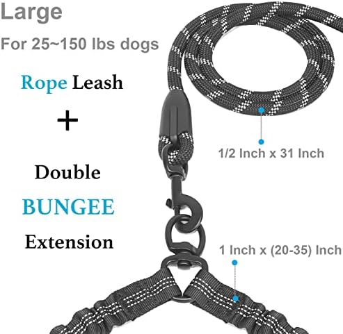 iYoShop Double Dog Leash, 360° Swivel, No Tangle, Large, 25-150 lbs, Black - Image 2