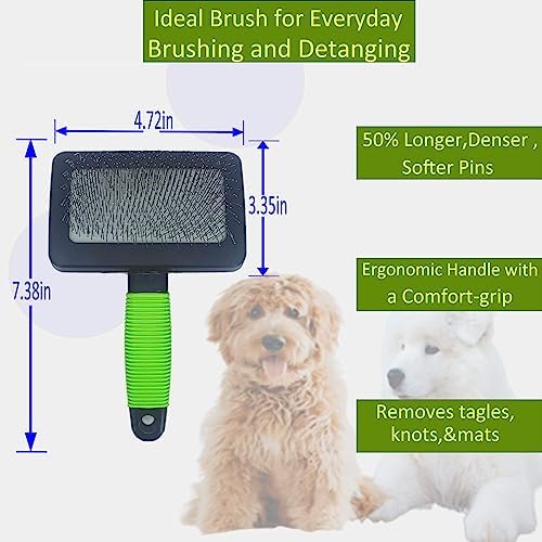 Dog Slicker Brush - Large Grooming Brushes for Dogs and Cats - Professional Groomer Supplies for Long Hair Pet - Slicker Brush For Goldendoodles-Easy To Use - Comfortable - Removes Long and Loose Hair - Image 3