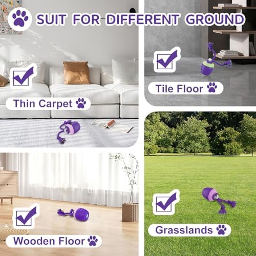 Interactive Dog Toy, [Newly Upgraded] Motion Activated Rolling Squeaky Ball for Medium/Large Dogs, Automatic Moving Dogs Ball for Boredom, USB Rechargeable(Purple) - Image 6