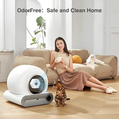 Cat Litter Deodorizer - Ozone & Negative Ion Odor Remover with Sensor Monitor, Cat Odor Eliminator,Safe Air Purifier for Pets(Pearl White) - Image 6