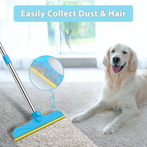3 in 1 Carpet Rake for Pet Hair Removal, 60” Adjustable Long Handle Pet Hair Remover, Tool Set of 3, Reusable Carpet Scraper Dog Cat Pet Hair Removal Broom for Carpets, Car Mat, Pet Bed, Rugs - Image 2