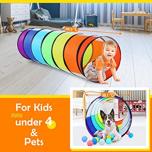 Moncoland Kids Play Tunnel Tent for Toddlers, Colorful Pop Up Crawl Toy Baby Children or Dog Cat with Breathable Mesh, Collapsible Gift Boy Girl Indoor Outdoor Games - Image 2