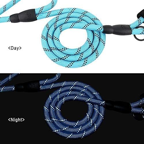 Plutus Pet Rope Dog Leash 6ft Long,Traffic Padded Two Handle,Heavy Duty,Reflective Double Handles Lead for Control Safety Training,Leashes for Large Dogs or Medium Dogs,Dual Handles Leads(Light Blue) - Image 6