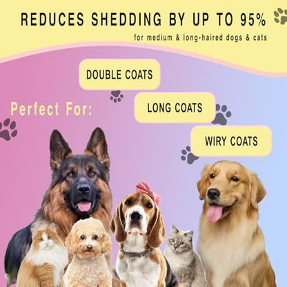 Pet Grooming Rake for Dogs & Cats - Double-Sided Deshedding and Dematting Tool, Gently Remove 95% of Loose Undercoat & Mats for Long-Haired Pets, Painless Fur Brush for Shedding Control (Pink) - Image 3