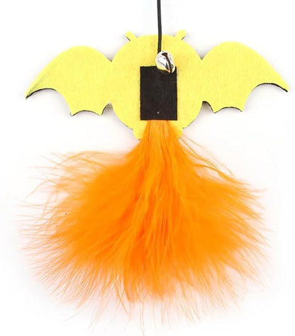 Cat Toys Interactive Cat Toy Feather Cat Toy Cat Stick Cat Wand Toy Feather with Bells Halloween Elemente Retractable Cat Teaser Toy for Kitty Kitten Scratching Exercise Indoor Pack of 3