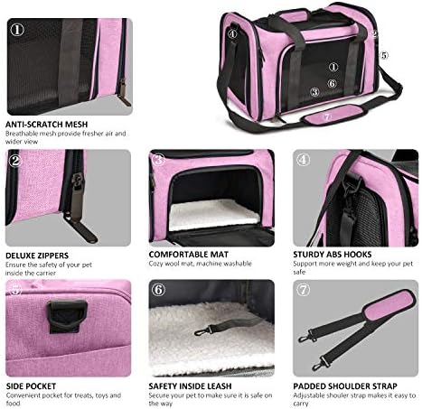 Henkelion Large Cat Carriers Dog Carrier Pet Carrier for Large Cats Dogs Puppies up to 25Lbs, Big Dog Carrier Soft Sided, Collapsible Travel Puppy Carrier - Large - Pink - Image 3