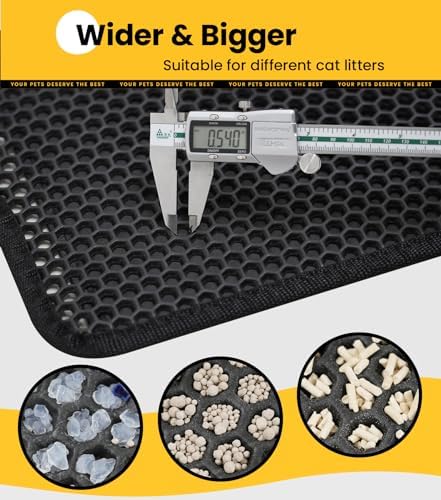 Conlun Cat litter Mat 30"x22", Large Honeycomb Double Layer Waterproof Trapping Waste for Kitty Litter Box, Easy Cleaning Soft on Paws Cat Matt on Floor, Black - Image 6
