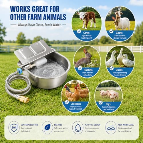 FHTONGE 304 Stainless Steel Automatic Dog Water Bowl Dispenser with Outfall - Image 6
