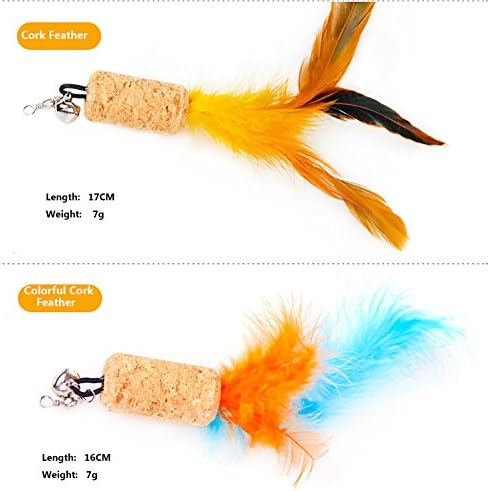 2 Piece Replacement Pack of Feather for Interactive Cat and Kitten Toy Wands CT15-7 Cork Feather - Image 3