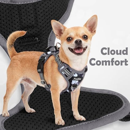 Funfox Dog Harness No Pull, Adjustable Pet Vest Harness, Super Soft Material with Vertical Handle Easy Control, Reflective Night Walking, 2 Leash Clips for Small Sized Dogs, Misty Gray, S - Image 6