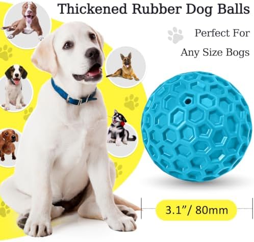 Indestructible Squeaky Dog Ball for Aggressive Chewers, Rubber Interactive Dog Toy for Teething, Relieving Anxiety. Chew Toy for Large, Medium Breeds, Outdoor & Indoor Ball. - Image 2