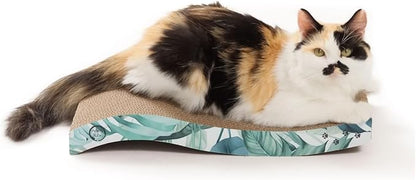 Reversible Wave Cat Scratcher for Indoor Cats - Cat Scratching Board, Horizontal Cat Scratch Pad Lounger with Reversible Usability and Extra Comfort for Lounge(1Pack, Go Green)
