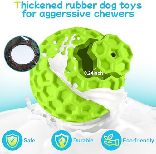 havit Indestructible Squeaky Dog Balls for Aggressive Chewers, Interactive Dog Toys to Keep Them Busy, Rubber Dog Chew Toy for Large Medium Breeds, Outdoor Waterproof (4 Colors) - Image 3