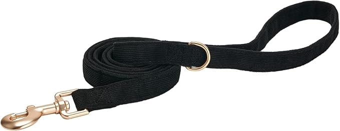 Soft Corduroy Fibric Dog Leash, 5 Feet Length Lead with Heavy Duty Rotating Hook, for Small Medium Dogs.(S,Black)
