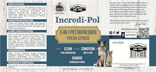 Dr. Pol Incredi-Pol 3-in-1 Pet Refresher | Waterless Coat Cleaner & Conditioner | Pet Odor Eliminator | Fine Mist Spray for Dogs & Cats | Freshens, Cleans & Softens Fur | 3 oz | Fresh Citrus - Image 7
