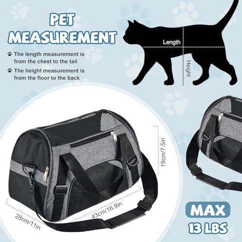 Sweetude 4 Pcs Cat Carrier Soft-Sided Pet Carrying Bag for Cat Under 13 Lbs, 16.9 x 11x 7.5 Inch, Portable Foldable Comfortable Bag for Small Pet Travel(Black, Gray) - Image 2