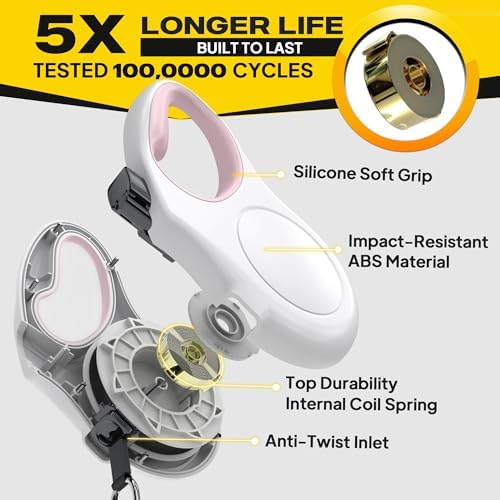 Fida Retractable Dog Leash Large Breed, Heavy Duty 16 ft Dog Walking Leash for Large Dogs up to 110 lbs, 360° Tangle Free, White - Image 4