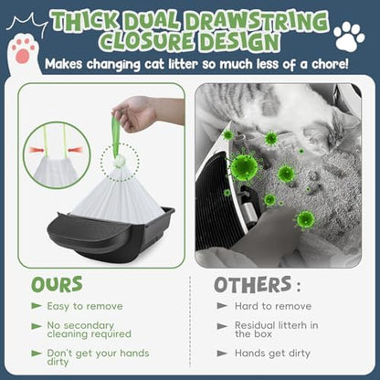 60 Pack Litter Box Robot 3 4 and 5 Waste Bags,1.5 Mils Thick Drawstrings Self Cleaning Cat Litter Box Robot Waste Liner Bags Replacement,Compatible with Automatic Self-Cleaning Robot - Image 3
