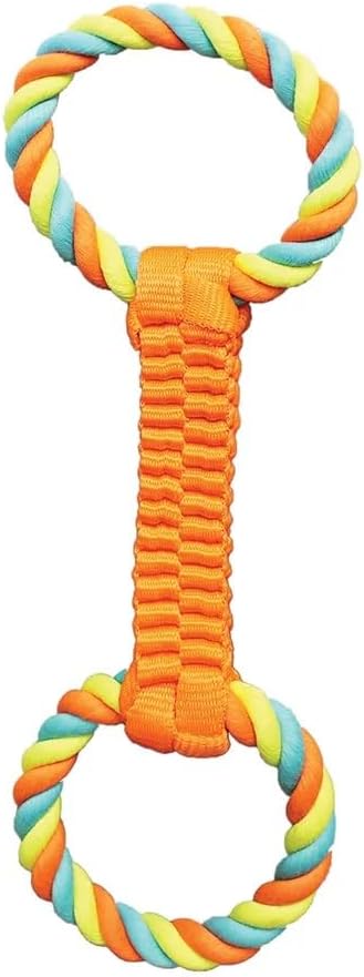 MPP 16" Figure 8 Dog Fetch n' Tug Toy Double Loop Ballistic Weave Braided Nylon Rope (Green)