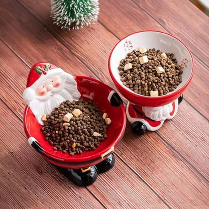 Christmas Ceramic Raised Cat Bowl Elevated Dog Bowls Cat Food Bowl Medium Water and Food Dish Xmas Decor Indoor, Microwave and Dishwasher Safe - Image 4